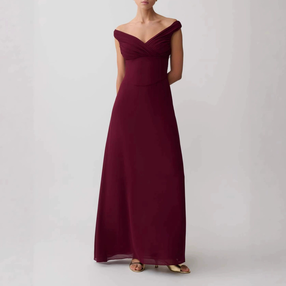Forever 21 Summer Deep Red Simple Elegant Cinched Waist Long Dress